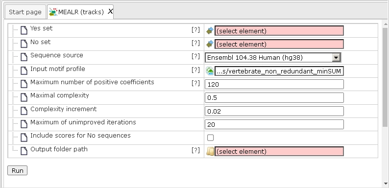 The Input Mask Of The Analysis Tool