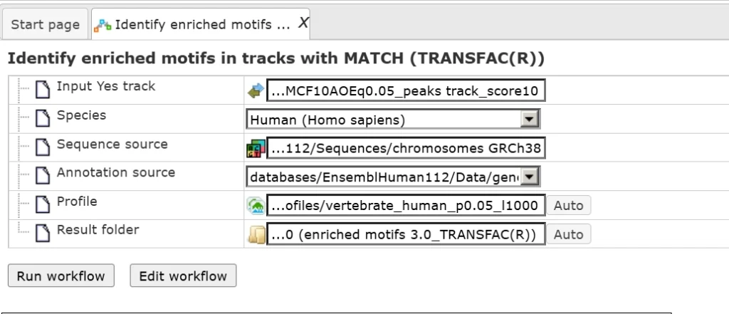Input Form Filled With The Sample Input File Used Above And TRANSFAC Profile 1024x441